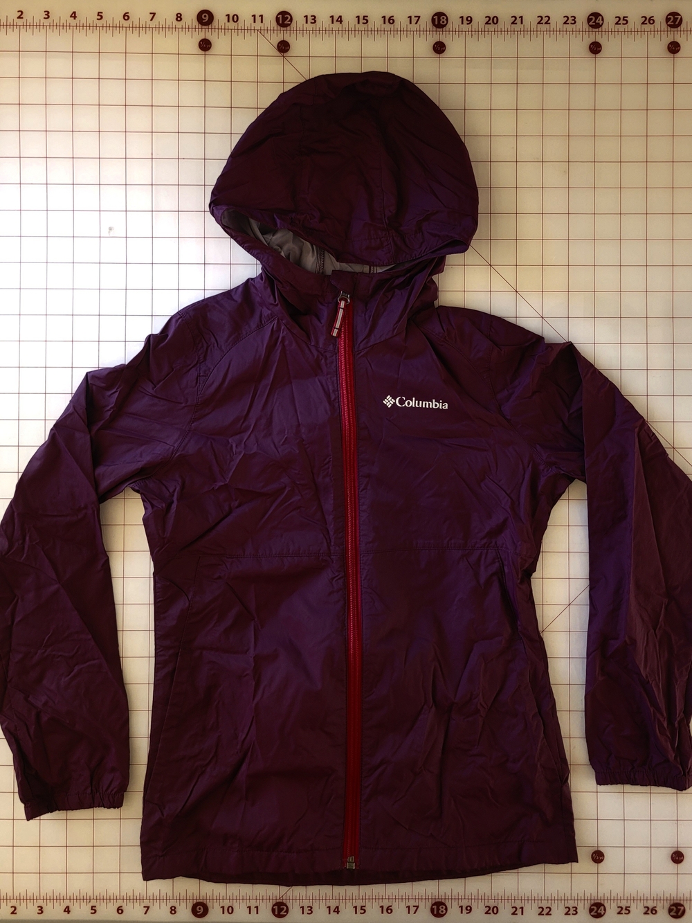 Columbia Switchback II Girls' Plum Purple Rain Jacket with Gray Lining